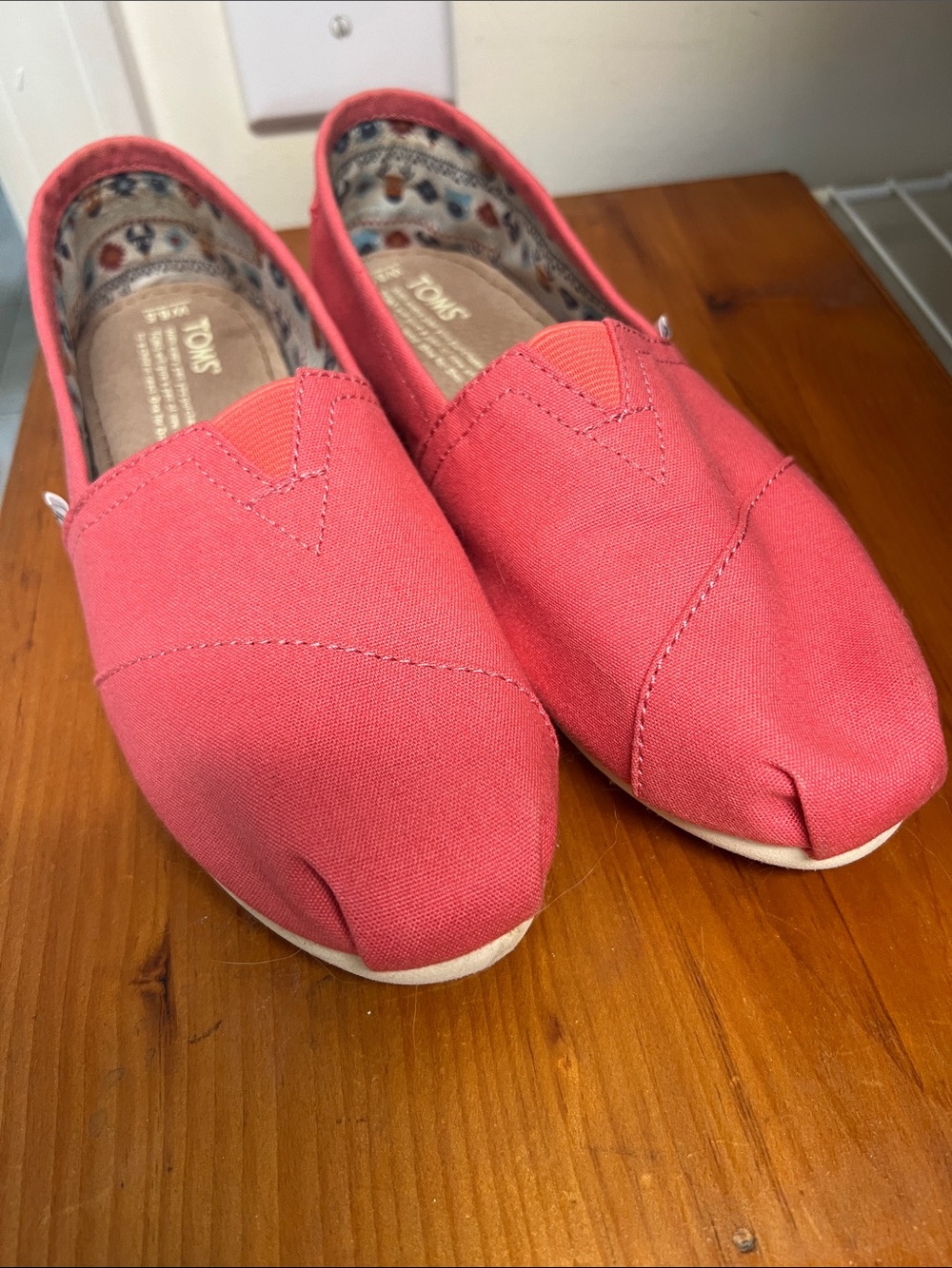 Toms Coral Canvas Slip-On Flats